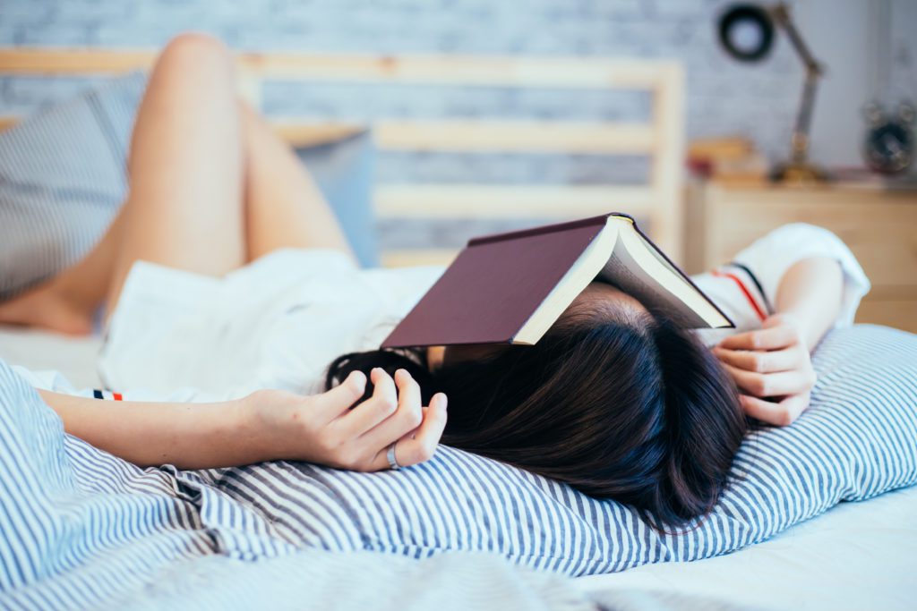 Female,Teen,Falls,Asleep,While,Reading,The,Book,-,Book
