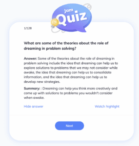 screenshot of ai note taker generated quiz