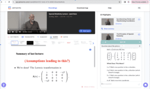 A screenshot of Jamworks' JamVision personal tutor answering questions about a complicated math equation.