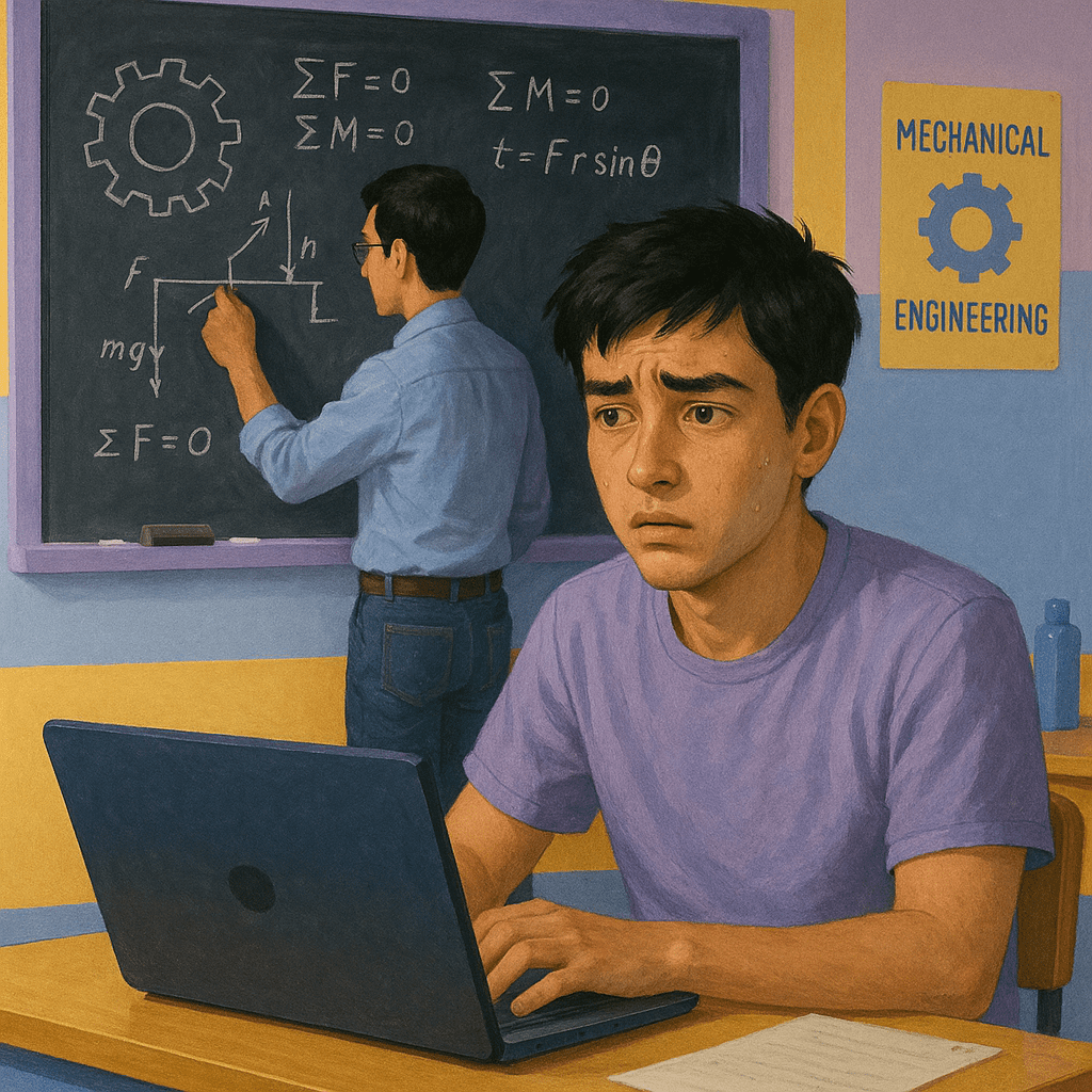 Peter attending his engineering lecture