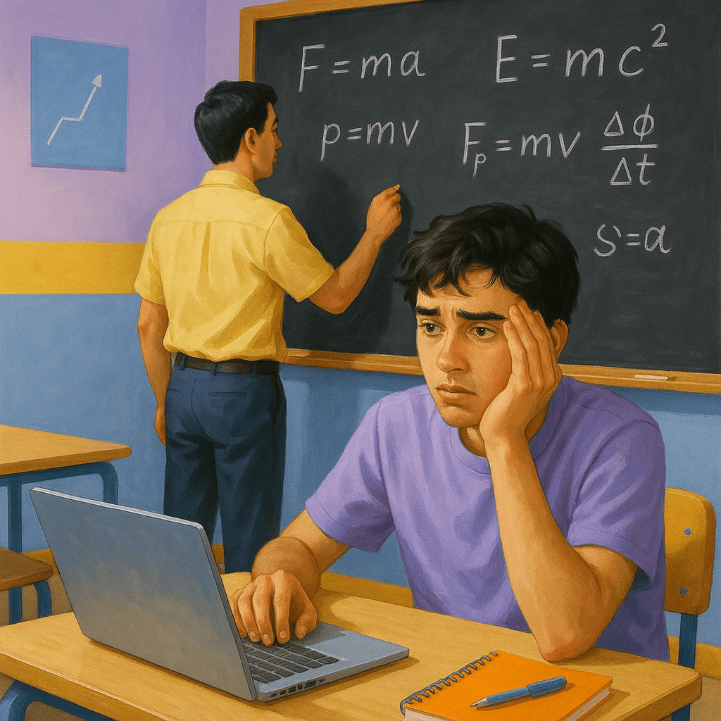 A student named Sam attending his Physics lecture