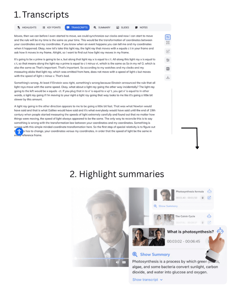 Transcript and highlight summaries are two features of Jamworks