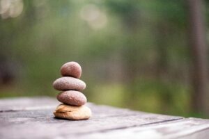 rocks stacked in a forest